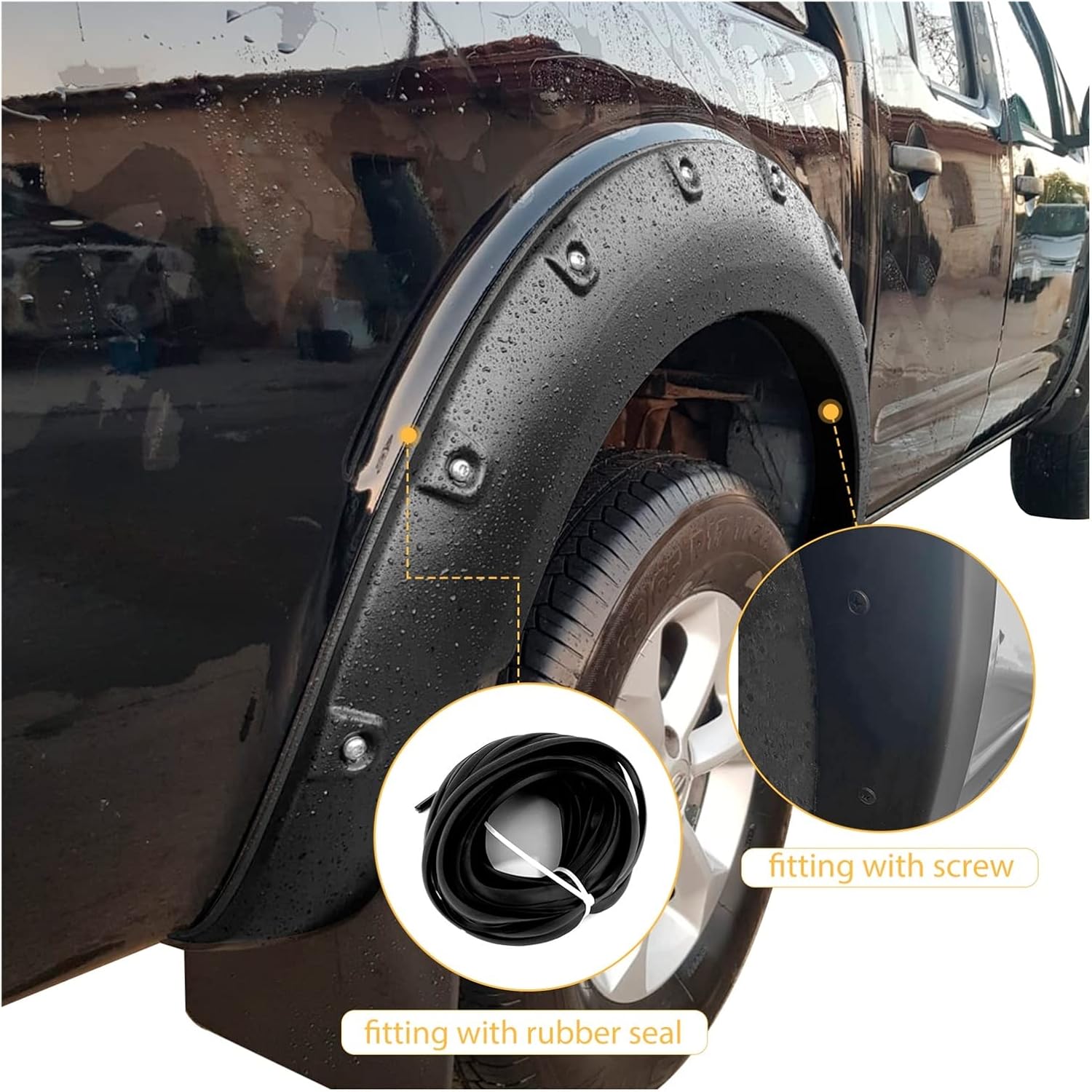Fender Flares Wheel Arch,Compatible with Nissan NAVARA Frontier D40 2006-2010 with Bedside 59.5 Inch,Only Rivet Pocket Bolt Style