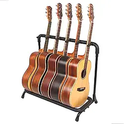 Suporte de Chão para 5 Instrumentos Bertô – Estante Rack para Violão, Guitarra, Baixo e Viola – Suporte Musical Reforçado em Metal com Espuma Protetora – Ideal para Palco Estúdio Igreja Loja