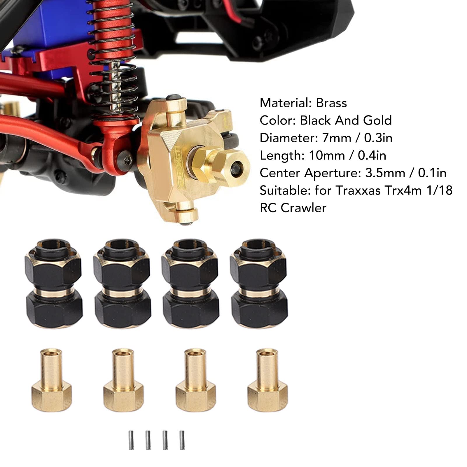 Dilwe Esagonale RC, 4 Pezzi Esagonale RC Estensione Ruote in Ottone per Trx4m 1/18 RC Crawler