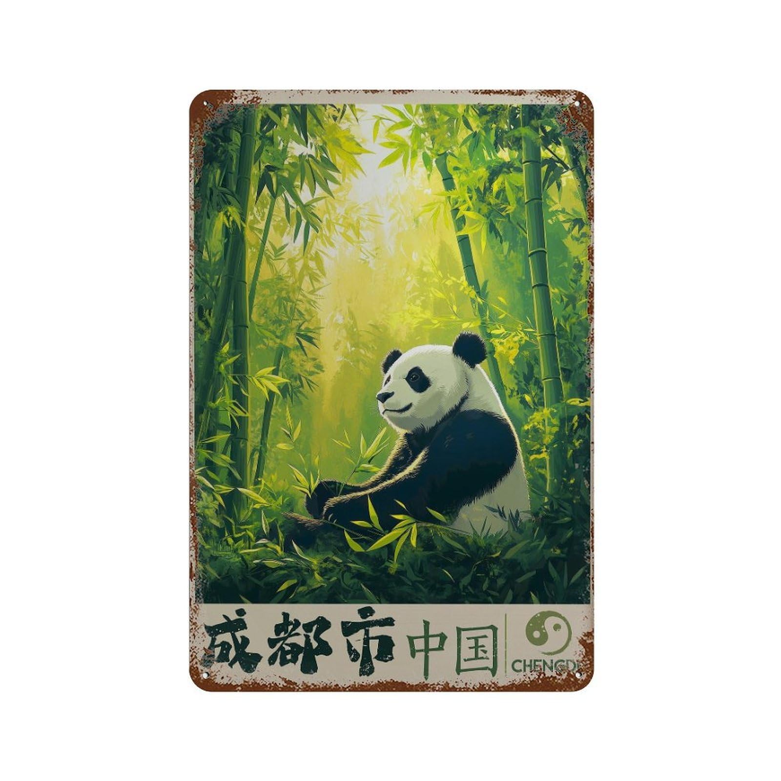 xiaoxiaoshen Chengdu Panda Travel Sichuan China (3) Wall Decor Art Metal Tin Poster Modern Home Decor Art Home Bar Shop Decorations Vintage Sign 30x20cm
