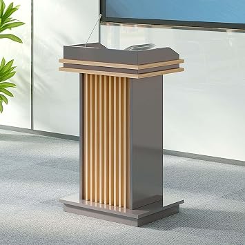 Podium Speech Stand with Wheels Standing Desk with Drawers Sturdy Commercial Podium Easy to Move Ceremony Desk Presenter Award Table Home Office Lecture Hall Conference Balcony Study Room