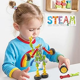 Huaker Stem Building Toys for 3 4 5 6 7 8 Year Old Boys Girls Kids,180 Pieces Building Blocks Educational Learning Toys with Large Storage Box,Ideal Christmas Birthday Gifts