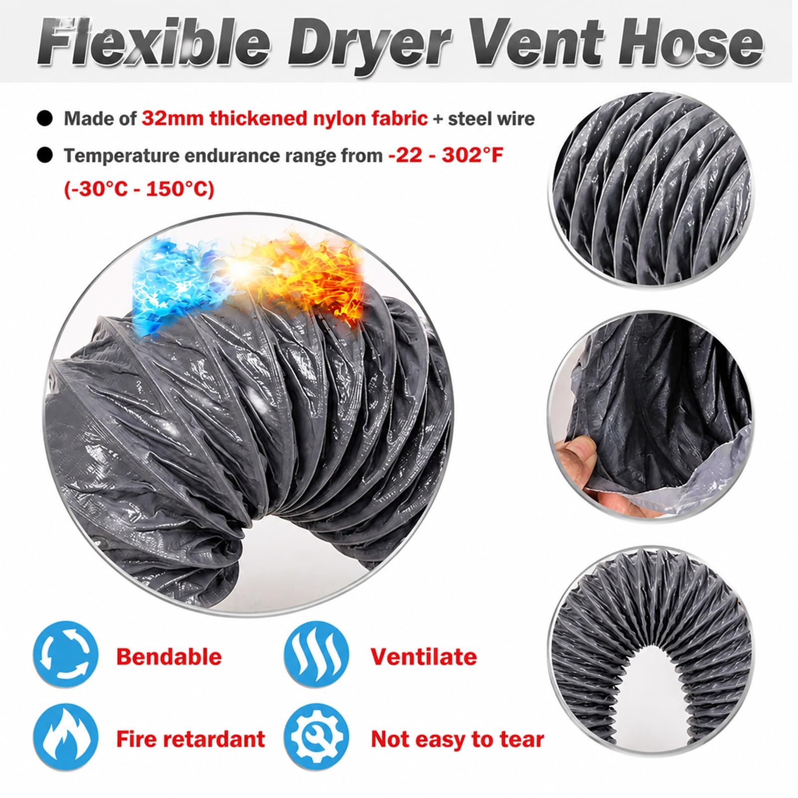 Tuyau evacuation Tuyau D'évacuation Flexible Pour Sèche-linge, Kit De Tuyau