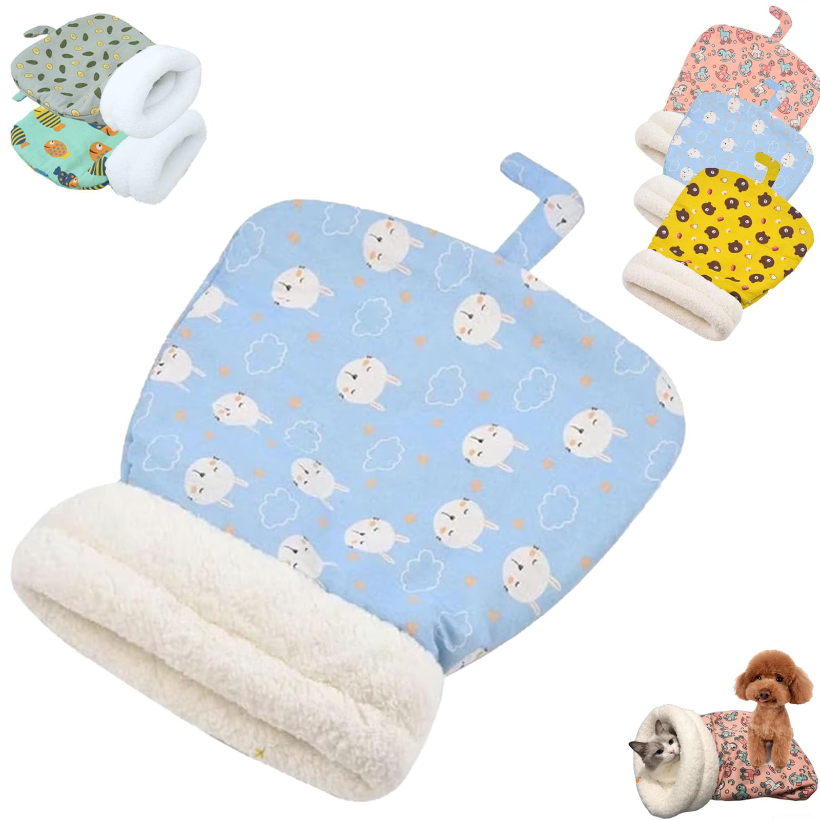Cozy Pet Nest for Cats and Dogs, 2025 Cute Sleeping Bag for Indoor Cats, Cat Autumn Winter Sleeping Cave (Blue, 55 * 45cm)