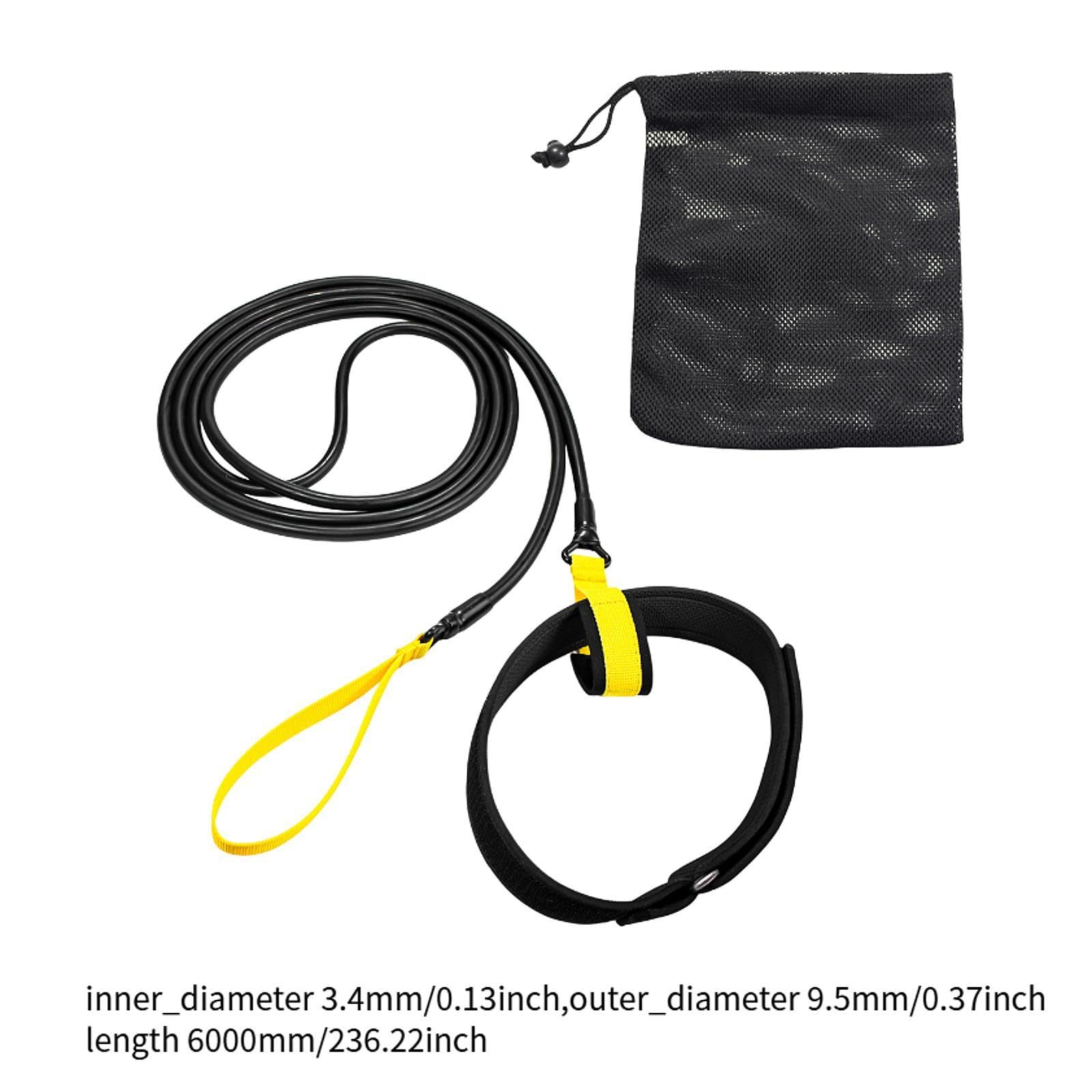 F Fityle Ceinture de résistance de Natation, Ceinture d'entraînement de Natation à l'élastique, Ceinture de Harnais Portable, Laisse d'entraînement