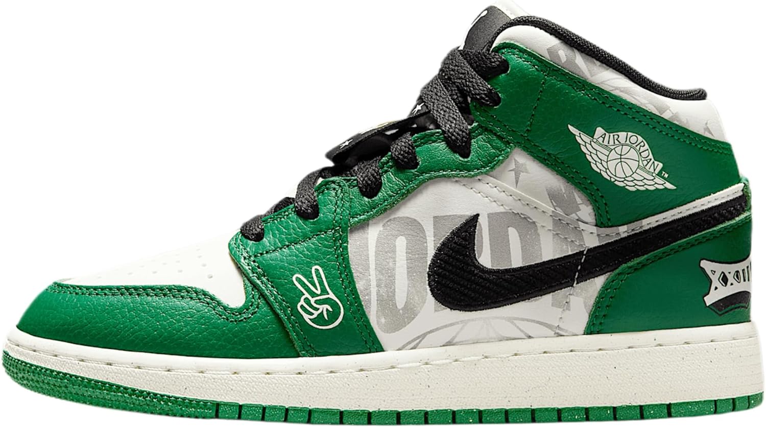 AIR JORDAN 1 MID SE (GS) "PINE GREEN/SAIL-BLACK-TEAM ORANGE"