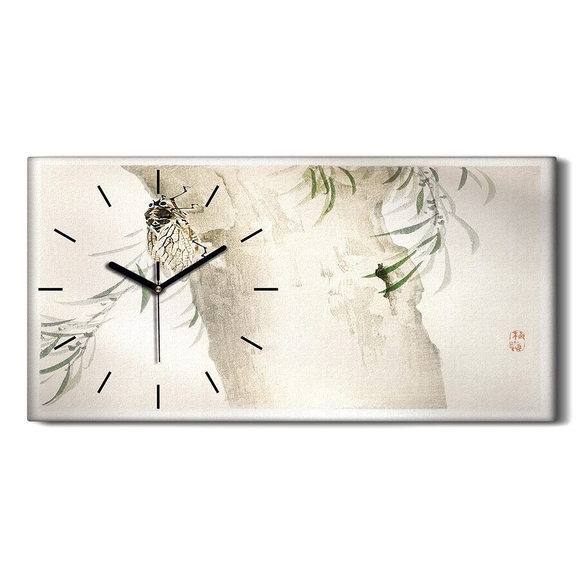Horloge Murale sans Tic-Tac Coloray Horloge Silencieuse Toile Branches Asiatiques