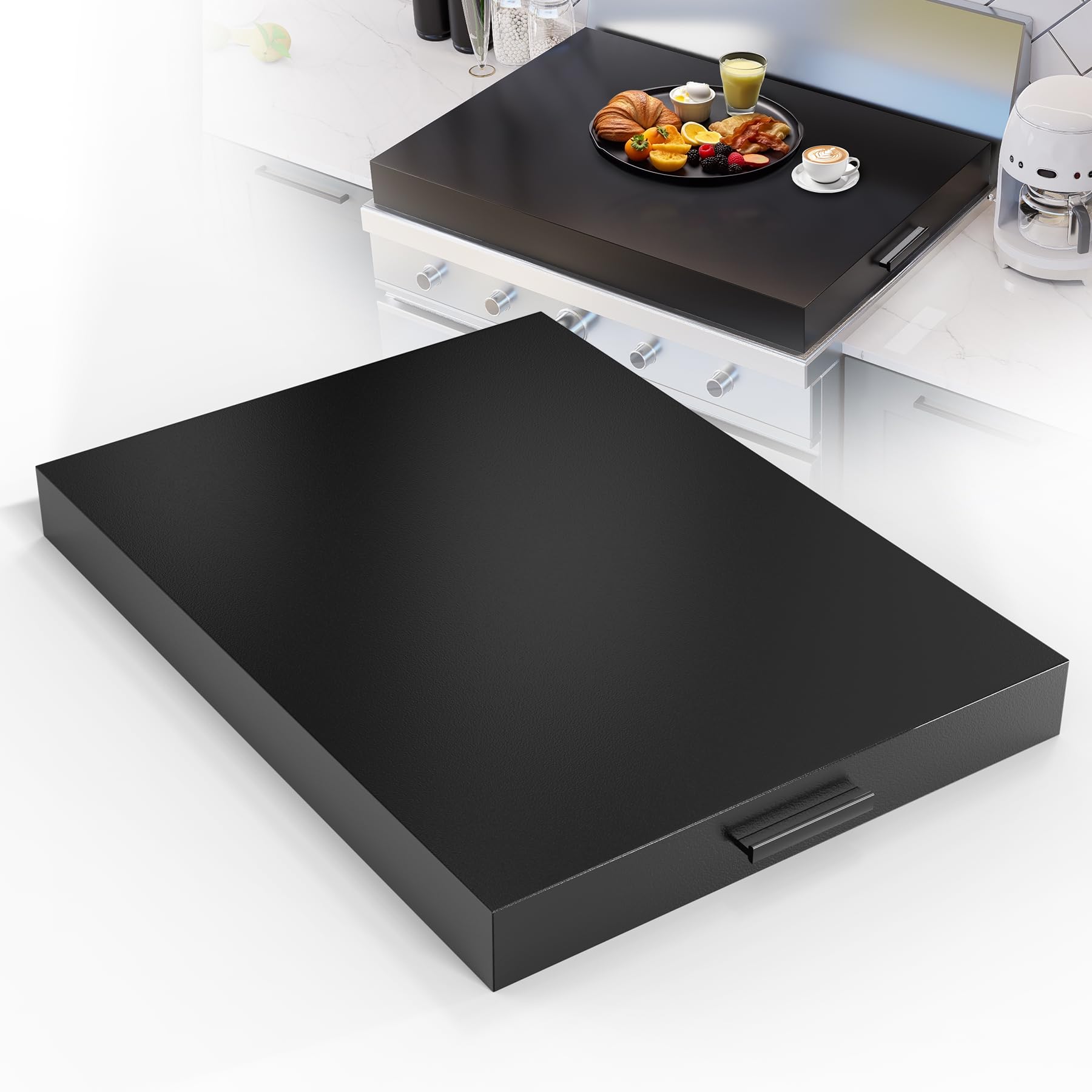 Stove Top Cover, Large Gas Stove Cover Board, 30" L x 22" W x 3" H, Metal Stove Top Cover with Handles, Noodle Board Cooktop Cover, Kitchen Organizer, Easy to Clean
