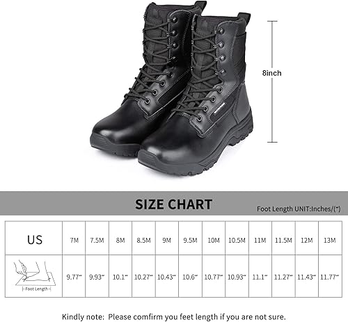 Miniatura 6 de FREE SOLDIER Botas tácticas para hombre de 8 pulgadas, ligeras, botas de combate duraderas, botas de trabajo militares de gamuza duradera, botas de