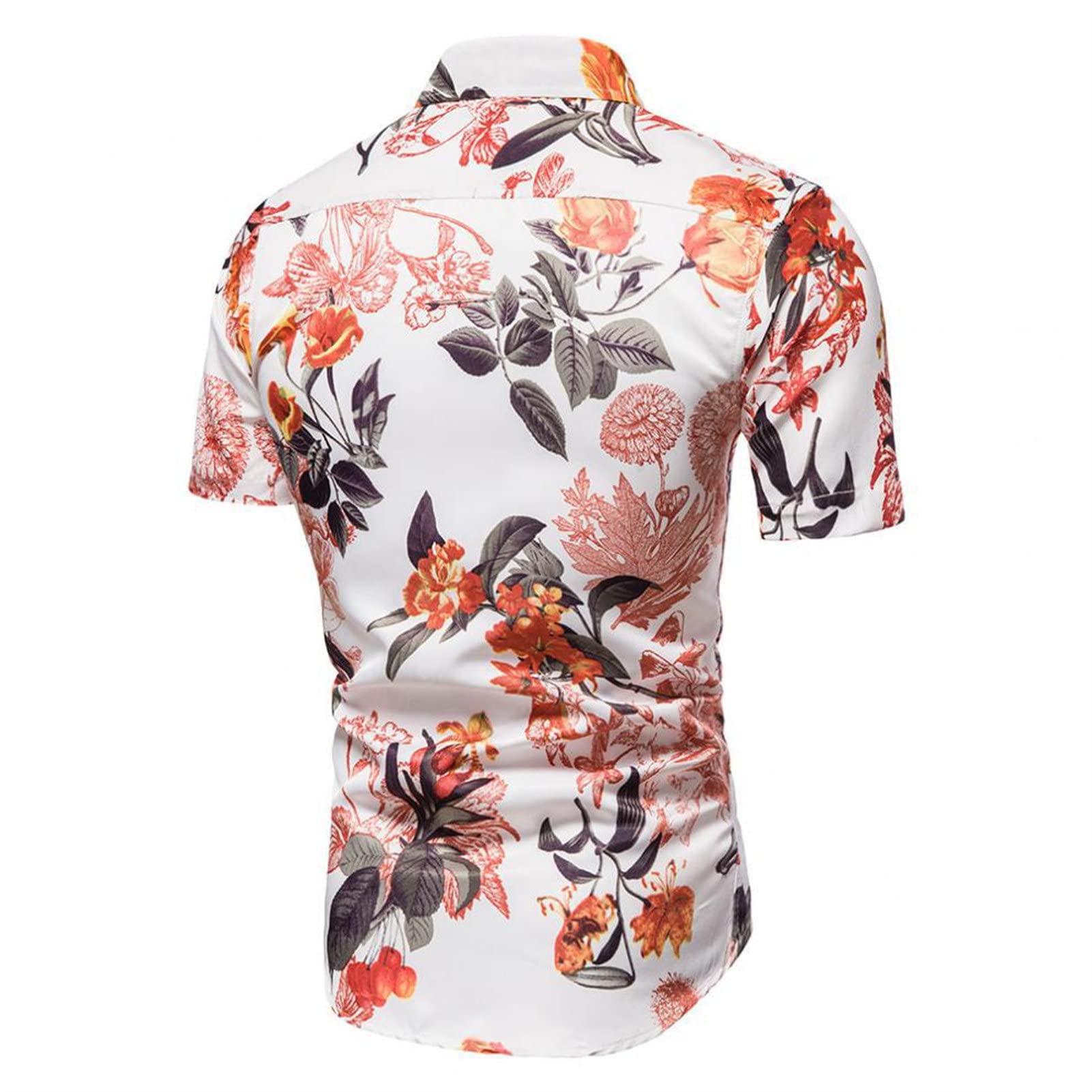 Maiyifu-GJ Men's Hawaiian Holiday Print Shirts Short Sleeve Floral Button Down Shirt Casual Summer Beach Vacation Shirts (Pink,Medium)