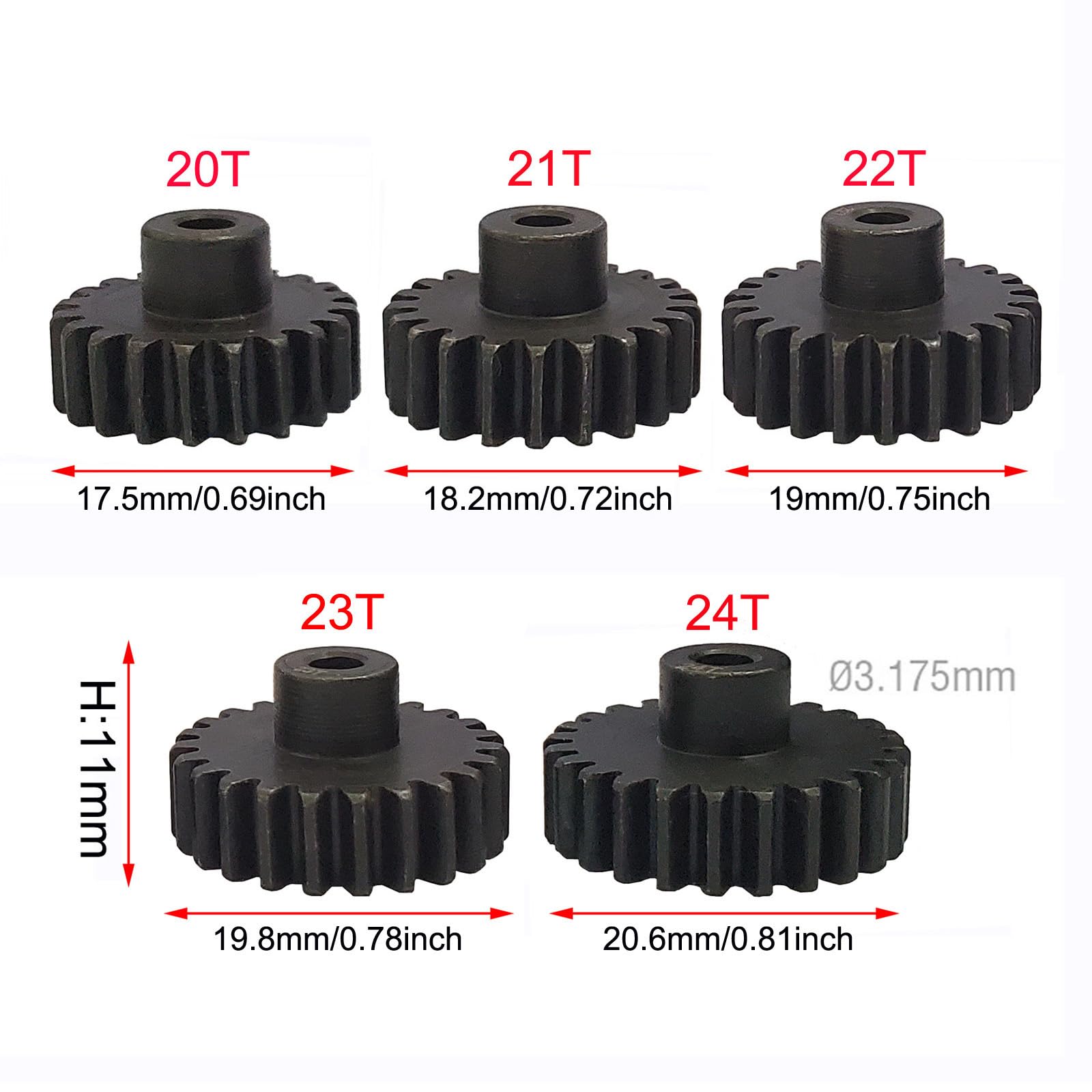 AJRC 32P M0.8 5mm 13T 14T 15T 16T 17T 18T 19T 20T 21T Black steel metal Pinion Motor Gear For 1/10 slash TRX4 Rc Model Car Motor - 26