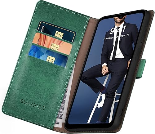 Miniatura 4 de SUANPOT Funda tipo cartera para Samsung Galaxy A14 5G con bloqueo RFID, tarjetero de crédito, funda protectora de piel sintética con tapa para
