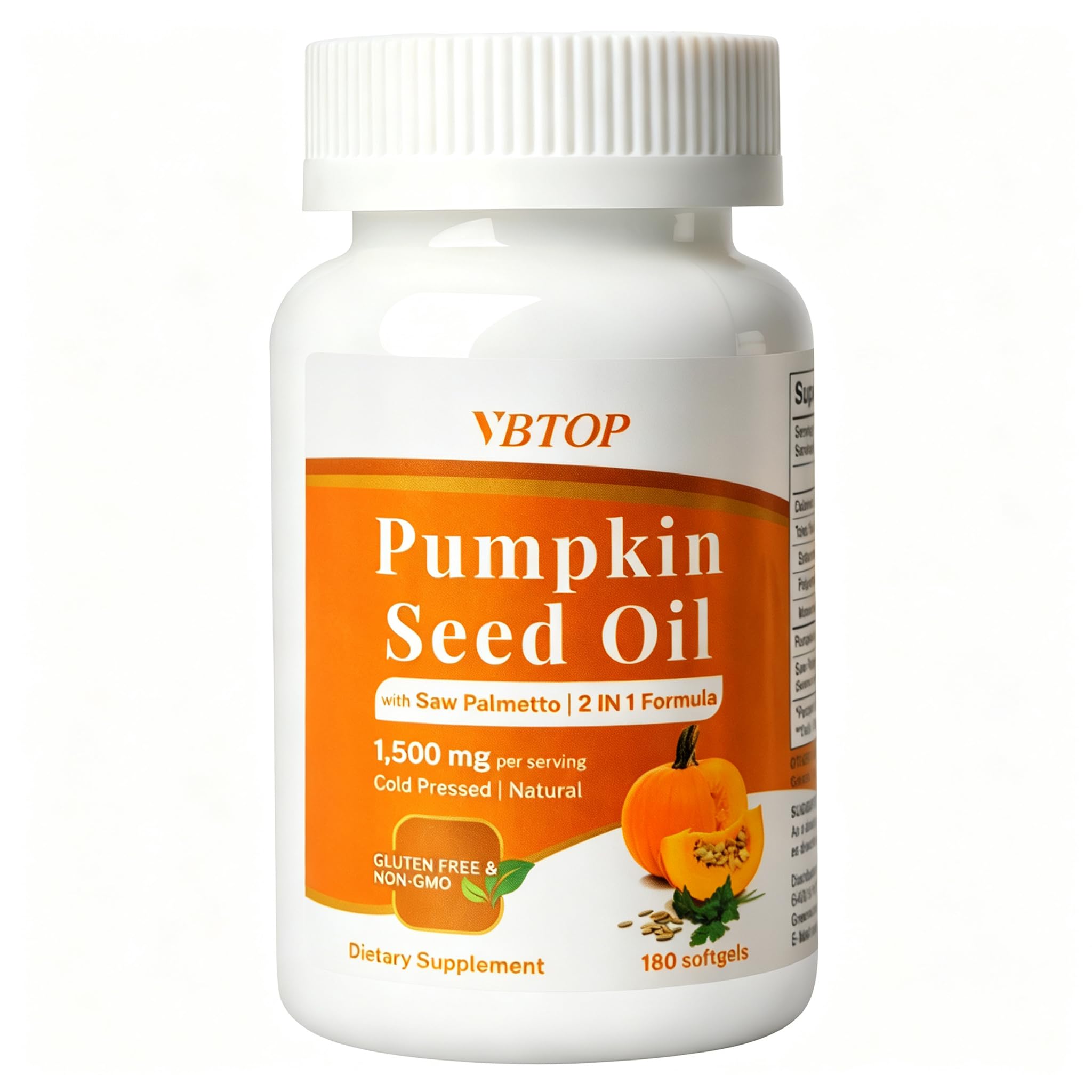 Pumpkin Seed Oil & Saw Palmetto, 180 Softgels, Cold-Pressed Virgin Oil 1 Bottle