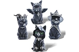 Cats Garden Decor: 4PC Whimsical Feline Statues for Halloween & Outdoors