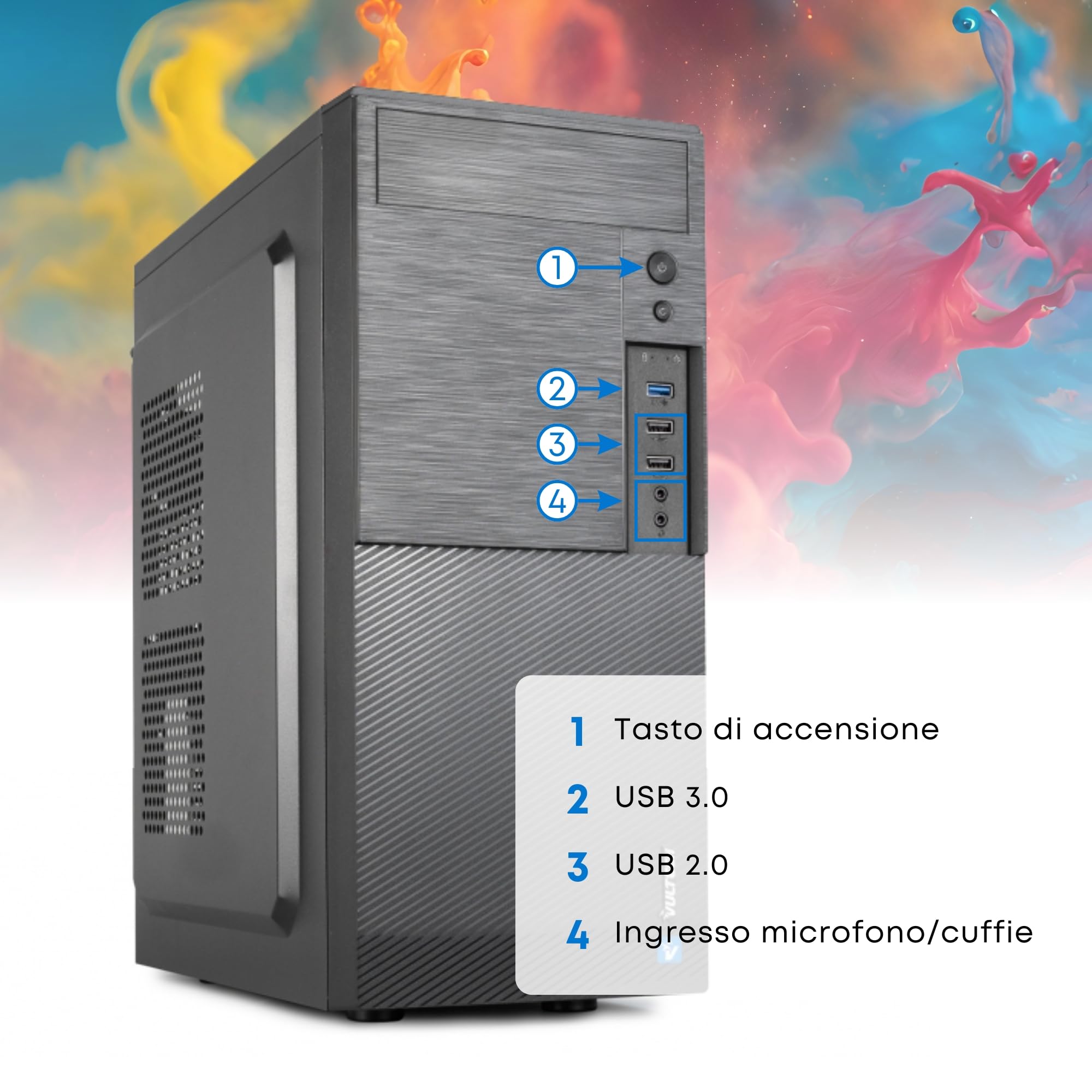 SG - Computer Pc Fisso Assemblato - CPU Intel i5-12400F 2.50 GHz 6 Core - GPU GT 1030 2Gb DDR5 - Ram 16Gb SSD 512Gb - USB 3.0 VGA Display Port Wi-Fi - Win 11 Pro - Pc Desktop Pronto all'uso