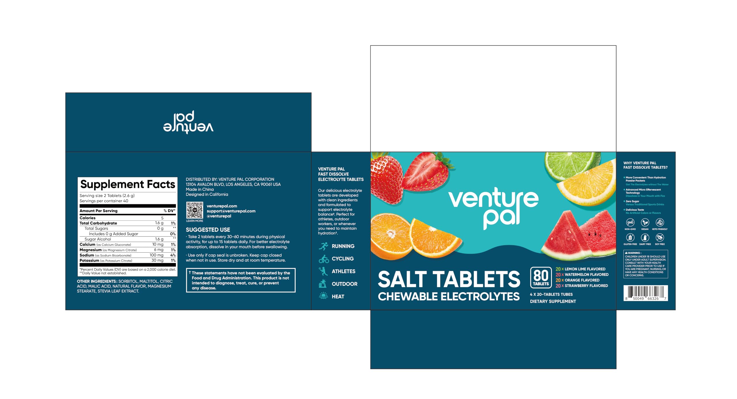 Venture Pal Chewable Electrolyte Tablets, 80 Count, Fast-Dissolve, Variety — Amazon image 10