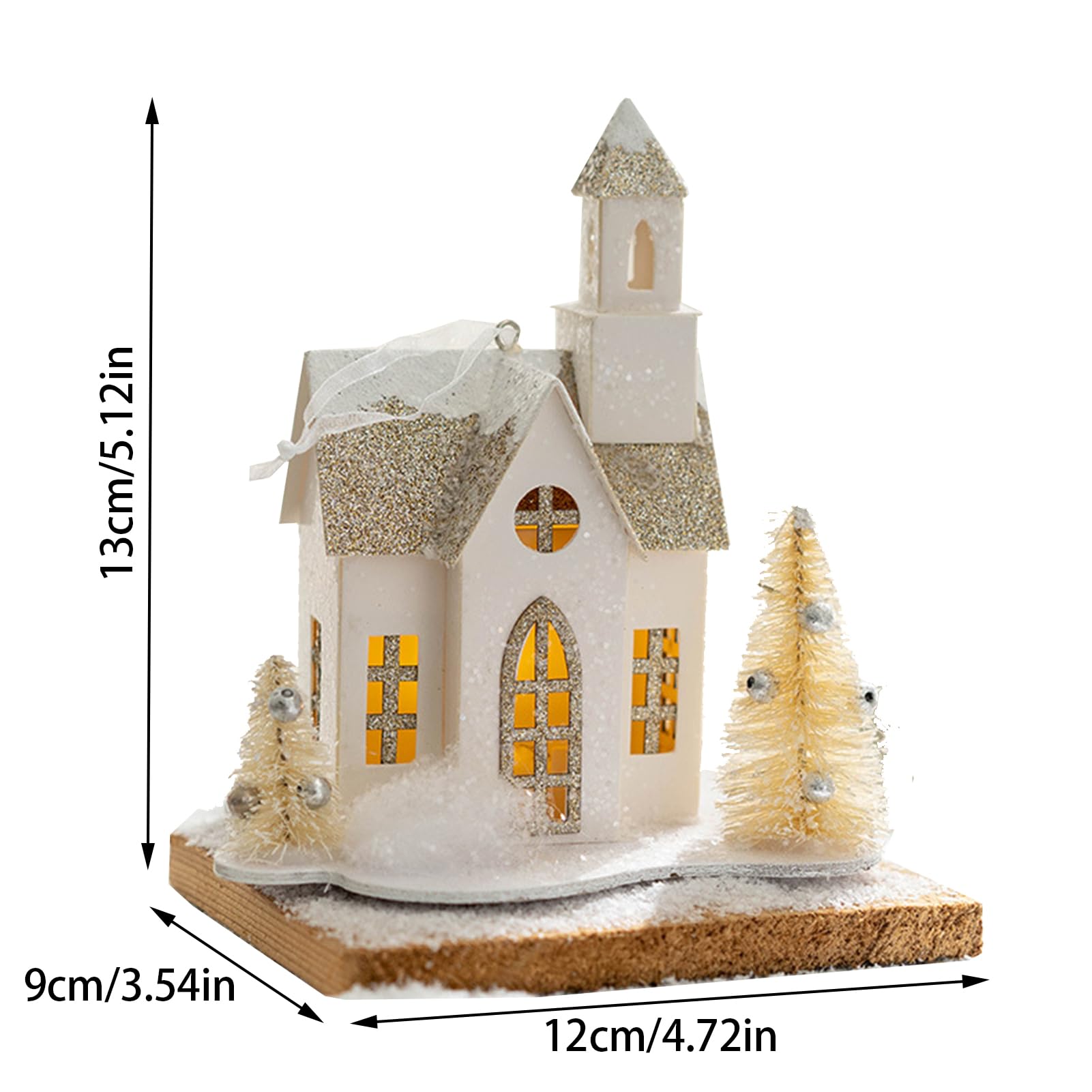 TSYFM Weihnachtsdorfhäuser mit LED-Beleuchtung, 13 cm, Pappe, Weihnachtshaus, weißes Weihnachtshaus, Weihnachtsdorf-Sets für Desktop-Ornamente, Landschaftsdekoration (C)