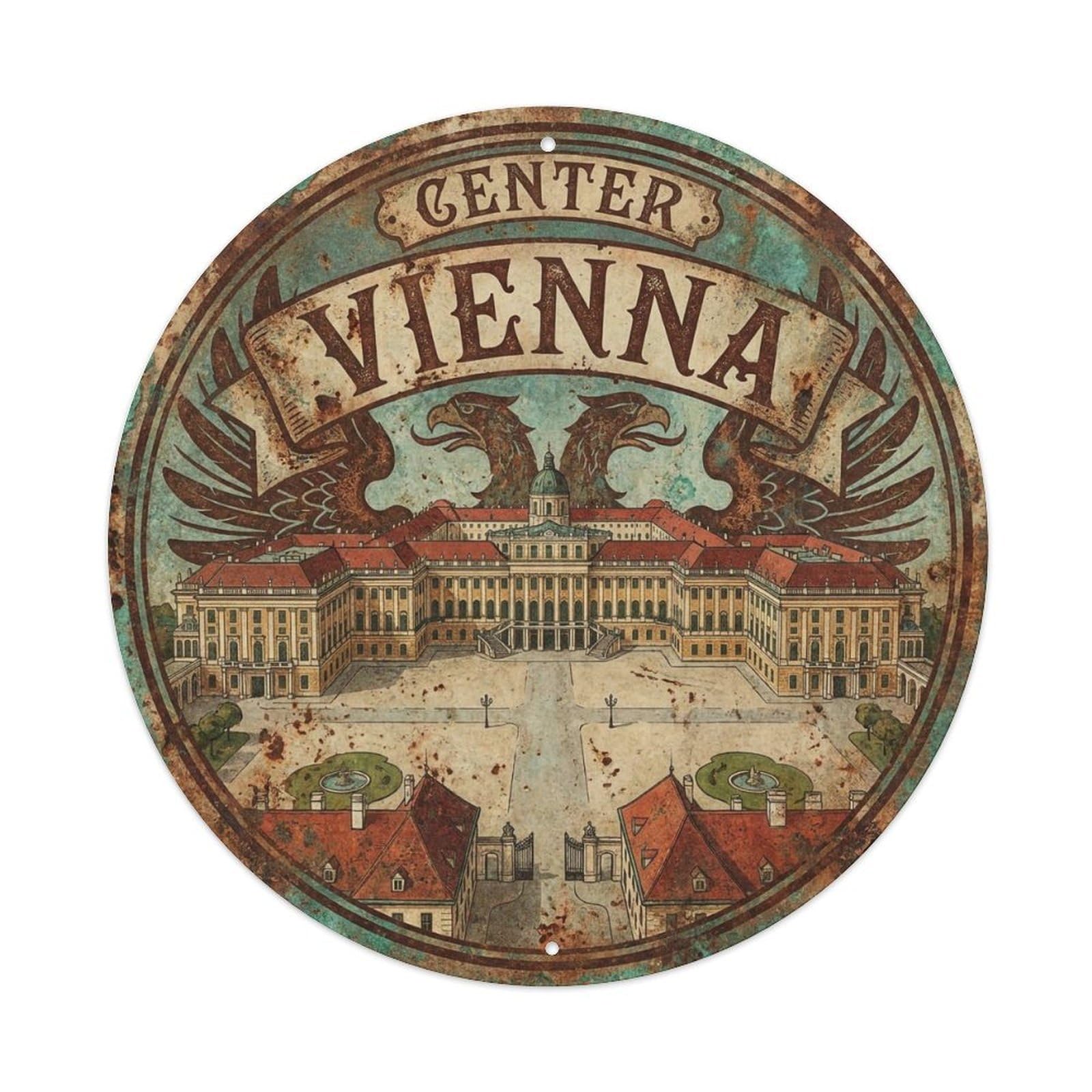 Yrnq 8X8inch Vintage Style Vintage Travel Vienna Austria Metropolis Metal Tin Sign