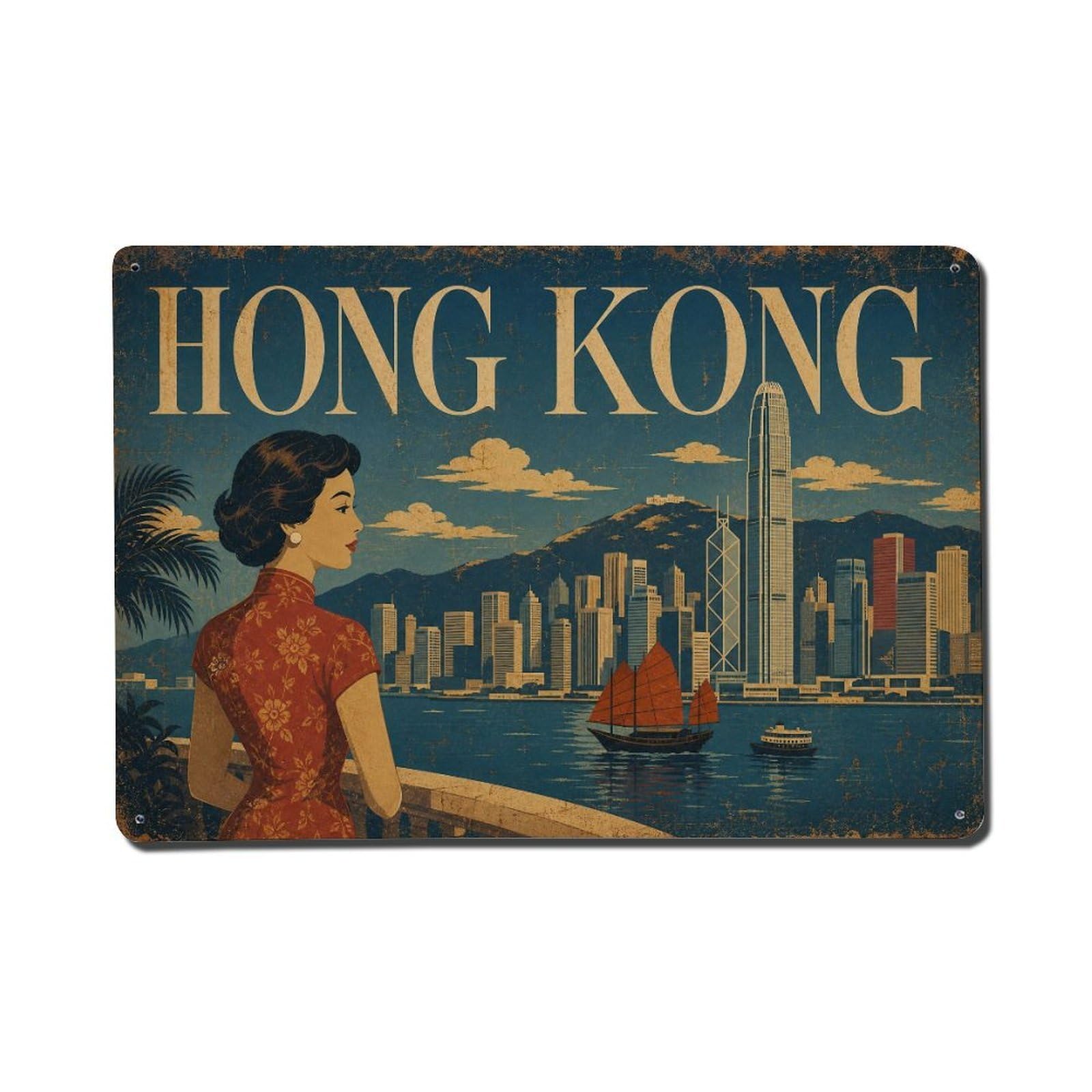 Metal Tin Sign Vintage Travel Hong Kong Majesty