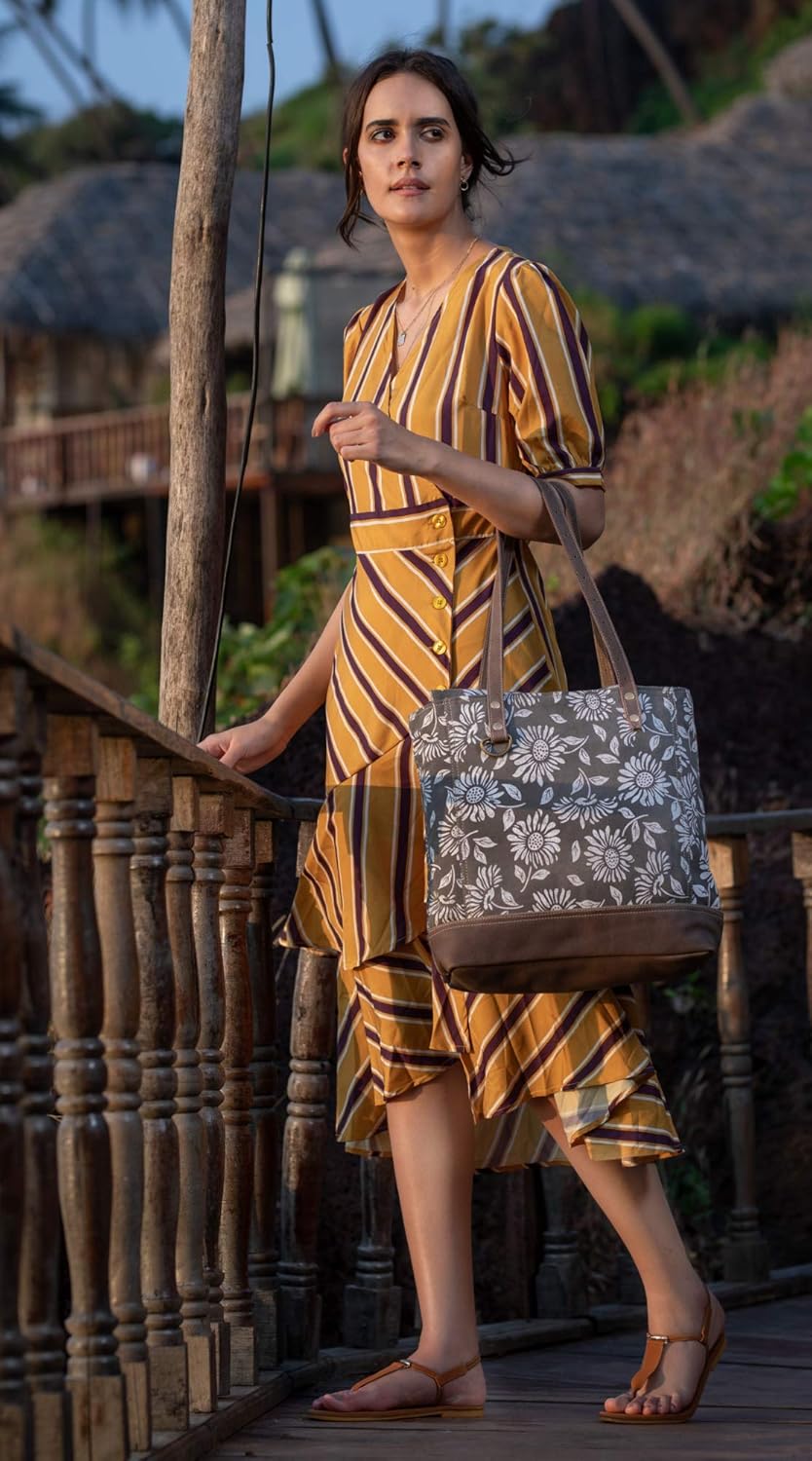 Myra Bag Sunflower Purse - Genuine Leather and Canvas Floral Purse with Flower Print Detailing, Flower Handbags for Women - Image 2