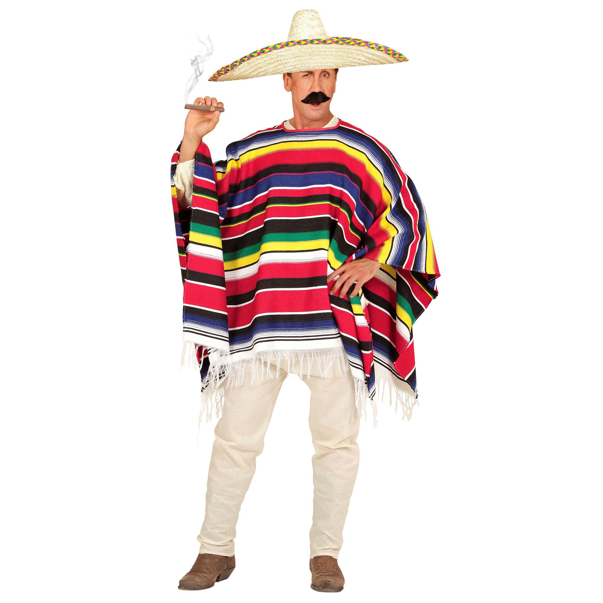 W WIDMANN MILANO Party Fashion 75722 autentyczne meksykańskie poncho, dodatek do kostiumu, akcesoria, szal, meksykański, karnawał, impreza tematyczna
