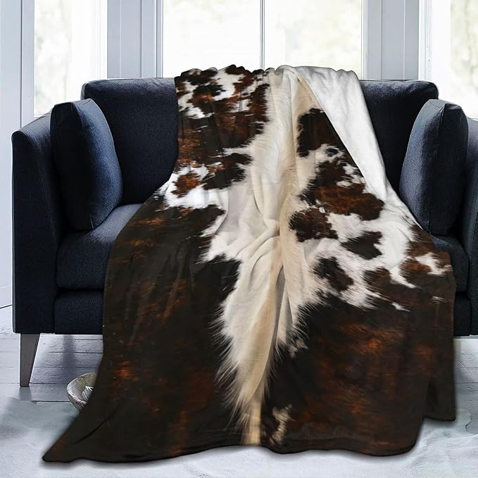 Cowhide Cow Print Throw Blanket, Super Soft Lightweight