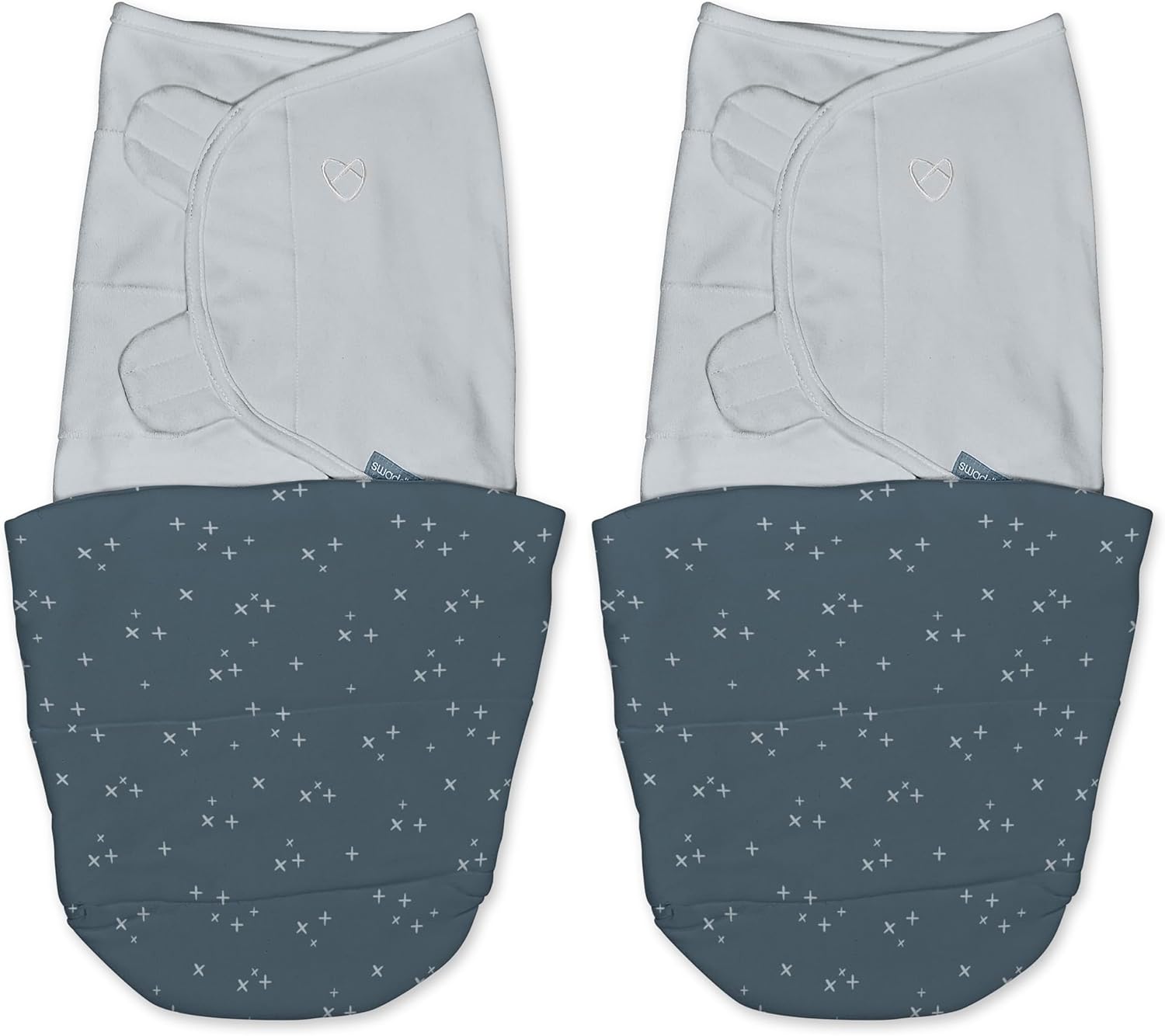 SwaddleMe by Ingenuity All Season Baby Swaddle, 2 Quick Flip Layers to Change from 1.0 to 2.5 TOG, Size 0-3 Months, 7-14 Pounds - Tiny Tiles (Pack of 2)