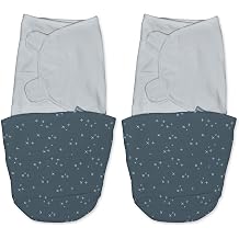 SwaddleMe by Ingenuity All Season Baby Swaddle, 2 Quick Flip Layers to Change from 1.0 to 2.5 TOG, Size 0-3 Months, 7-14 Pounds - Tiny Tiles Pack of 2