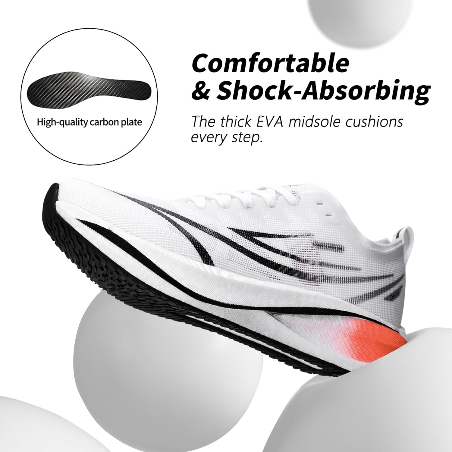 Carbon Plate Marathon Running Racing Shoes Men Stable Support Shock-Relief Ultra-Light TPU Outsole Rebound Sneakers
