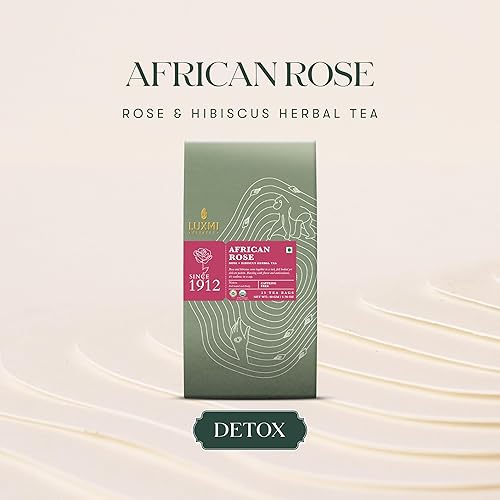 Miniatura 3 de Luxmi Estates African Rose - Té de rosa orgánico de hibisco (25 bolsas de té), sin cafeína, para desintoxicación, limpieza y digestión, con té de