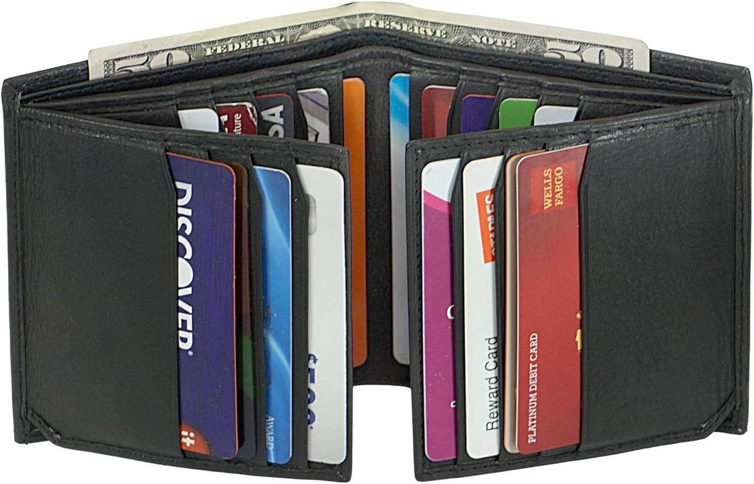 Bullz Genuine Nappa Cow Leather Thick Dual Credit Card ID Flap Quad Fold Large Bifold Mens Wallet Passcase RFID | Genuine, Nappa, Thick, Dual Credit Card, ID Flap, Quad Fold - Image 6