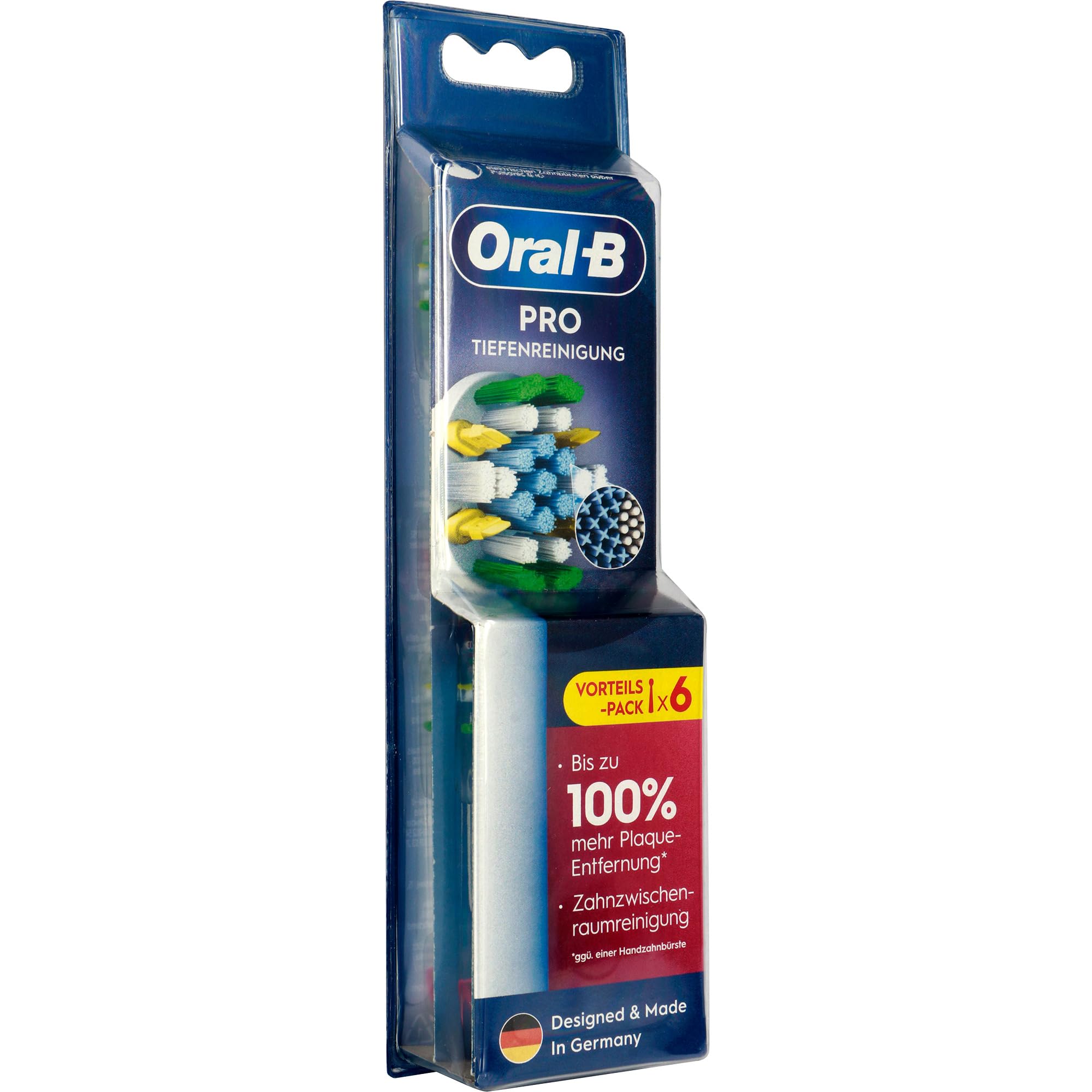 Oral-​B Oral-​B Lot de 6 brossettes de nettoyage en profondeur pour brosse à dents électrique - Avec poils innovants en forme de X - Fabriquées en Allemagne
