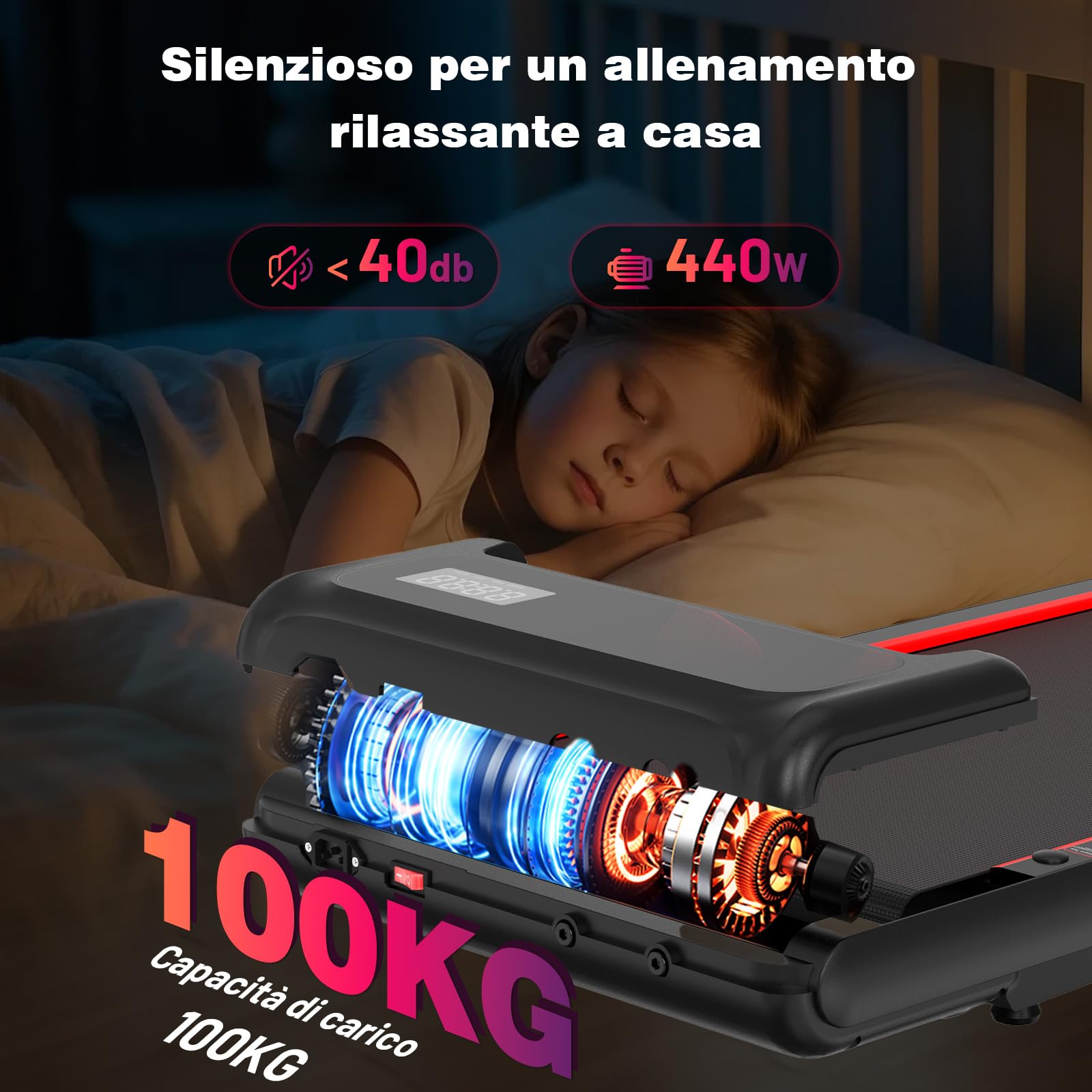 Tapis Roulant, Tapis Roulant Compatto con Manubrio Rimovibile, Walking Pad 3 Livelli Inclinazione, Supporto Tablet, Motore Silenzioso, Telecomando & Display, per Casa e Ufficio