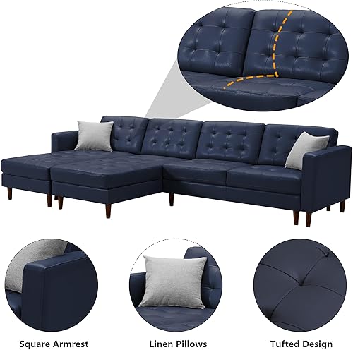 Miniatura 5 de Aoowow Sofá modular modular convertible en forma de U, moderno sofá tapizado de piel sintética, cómodo sofá cama con diván reversible para sala de