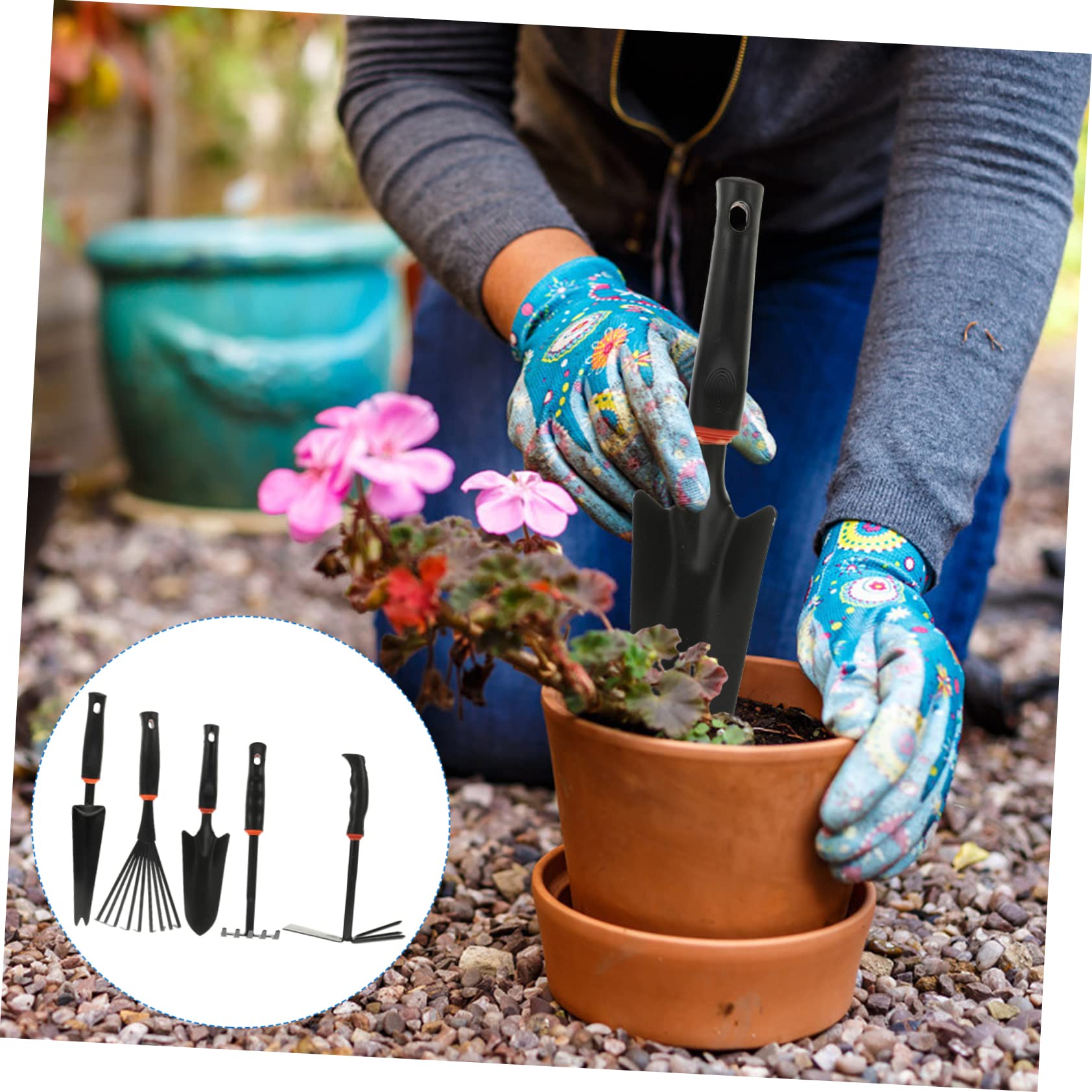 POPETPOP 5 Pièces Ensemble de Cinq pièces de Jardinage Outils Succulents kit de gazonnement Outillage de Jardin Outils de Jardin Pelle à Pelle Petite Pelle de Jardinage Pelle à Transplanter