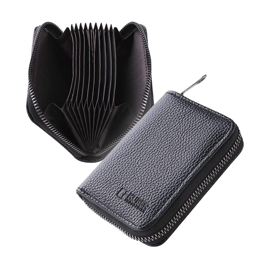 Kuber Industries Card Holder Wallet for Men Women|Debit Credit Card Holder|Wallet for Id, Visiting Card, Buisness Card|RFID Protected|Zipper Closure|Black-image-7