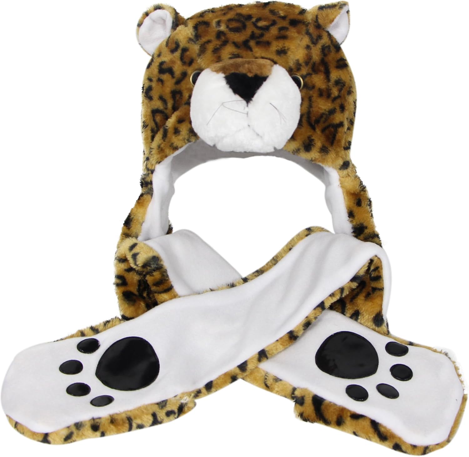 Plush Novelty Animal Hat 3 in 1 Beanie With Long Paw Scarf, Mitten Combo - Image 2