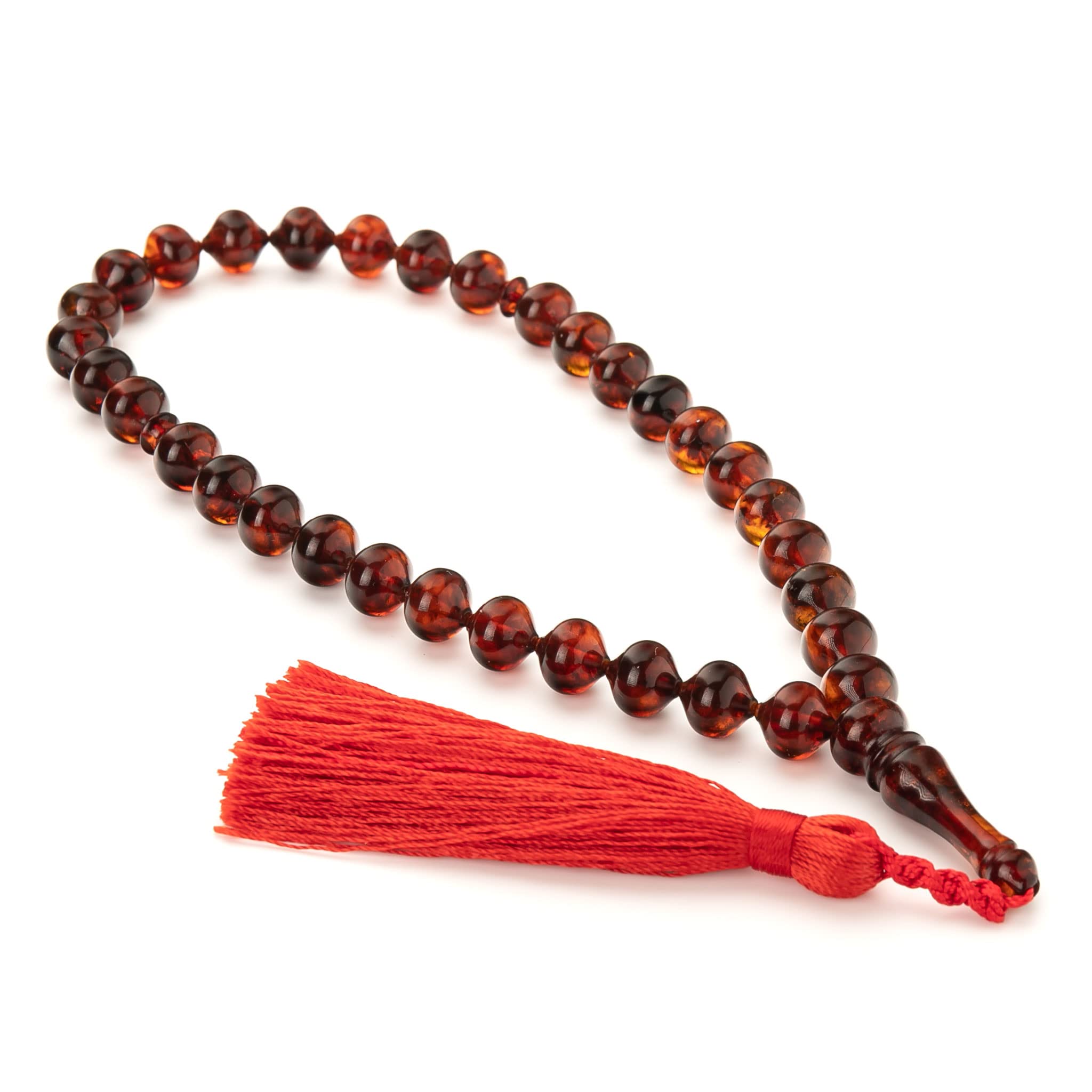 Amber Tasbih|Ręcznie robione|Bursztynowy Różaniec Muzułmański| Islamskie Koraliki Modlitewne,18g|Bernstein Tasbih|Bernstein Rosenkranz|Kahrman|Muzułmański Prezent