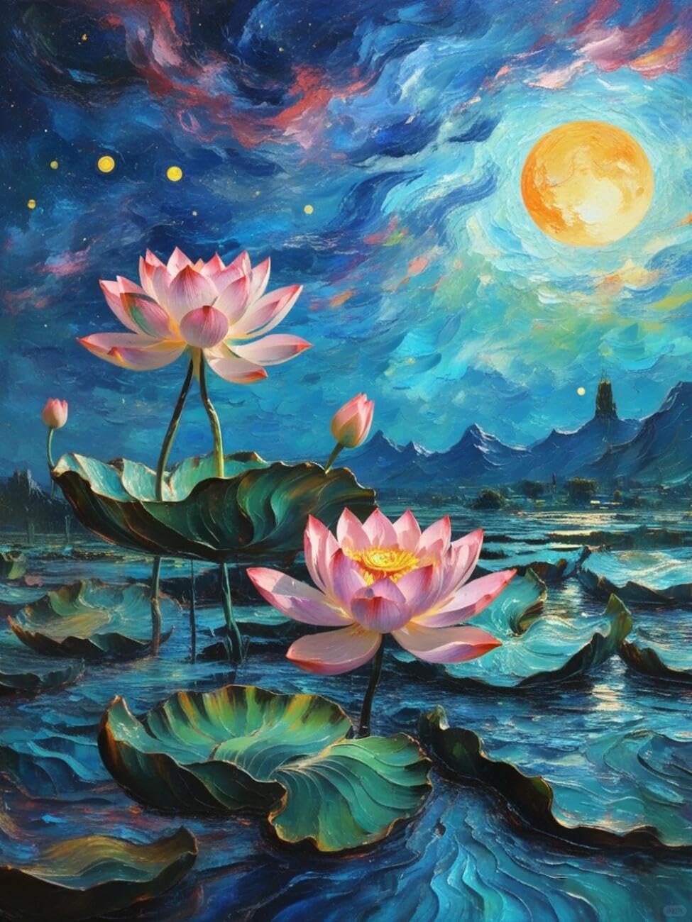 Henypt Cross Stitch Kit Starry Sky and Flowers DIY Embroidery Kit for Beginners The Elderly with Accessories Handmade DIY/Gifts 14CT 30x40cm