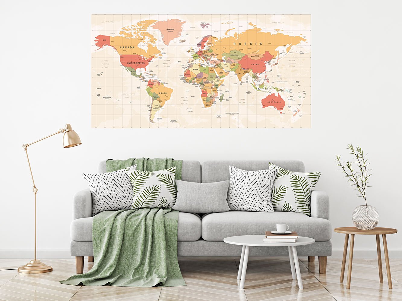 Tableau Carton plume et Pegasus mural Planisphère politico fond beige | tableau pour mur | carton plume mural décoratif | | Kappa | plusieurs tailles | Décoration comedores, sallon, chambre...