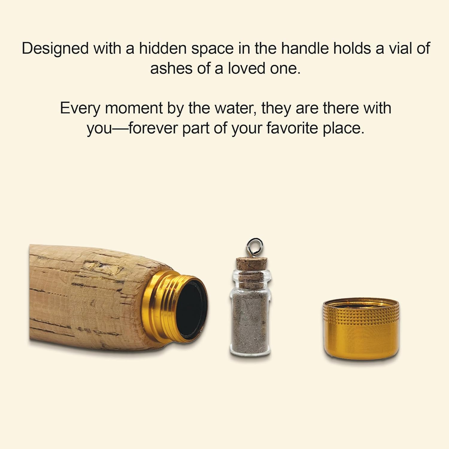 Personalized Fishing Rod Memorial Urn for Ashes – Custom Engraved Message, Telescopic Rod with Hidden Ash Vial, Urn for Human Ashes, Gone Fishing Memorial Remembrance Gifts for Fisherman