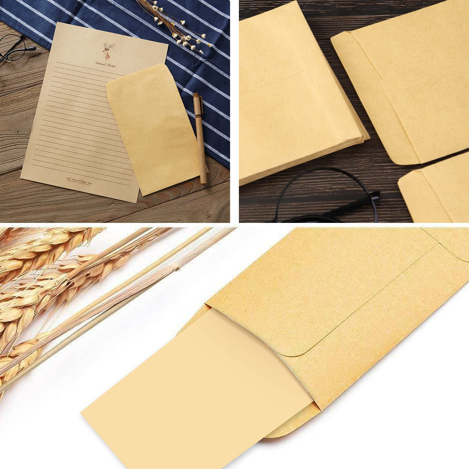 100 sztuk małe brązowe koperty, mini koperty z nasionami pakiety nasion papier pakowy koperty na monety na płace, nasiona, monety, koraliki lub znaczki (10x6 cm/3,9x2,4 cala)