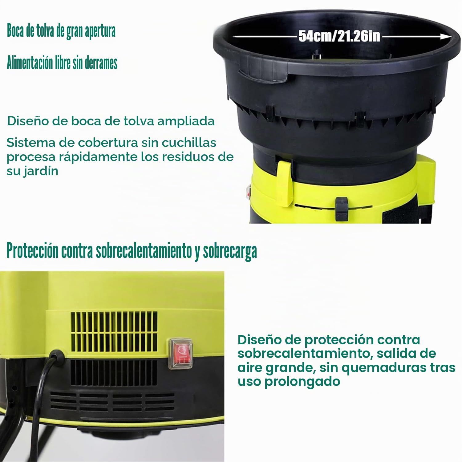 Trituradora De Hojas Eléctrica Sin Cuchillas 2500 W Trituradora Eléctrica Con Cable Y Ruedas Y Bolsa Recolectora Jardín Trituradora 8000 Rpm,Para Hojas,Césped Y Recortes Jardín,noPowercord