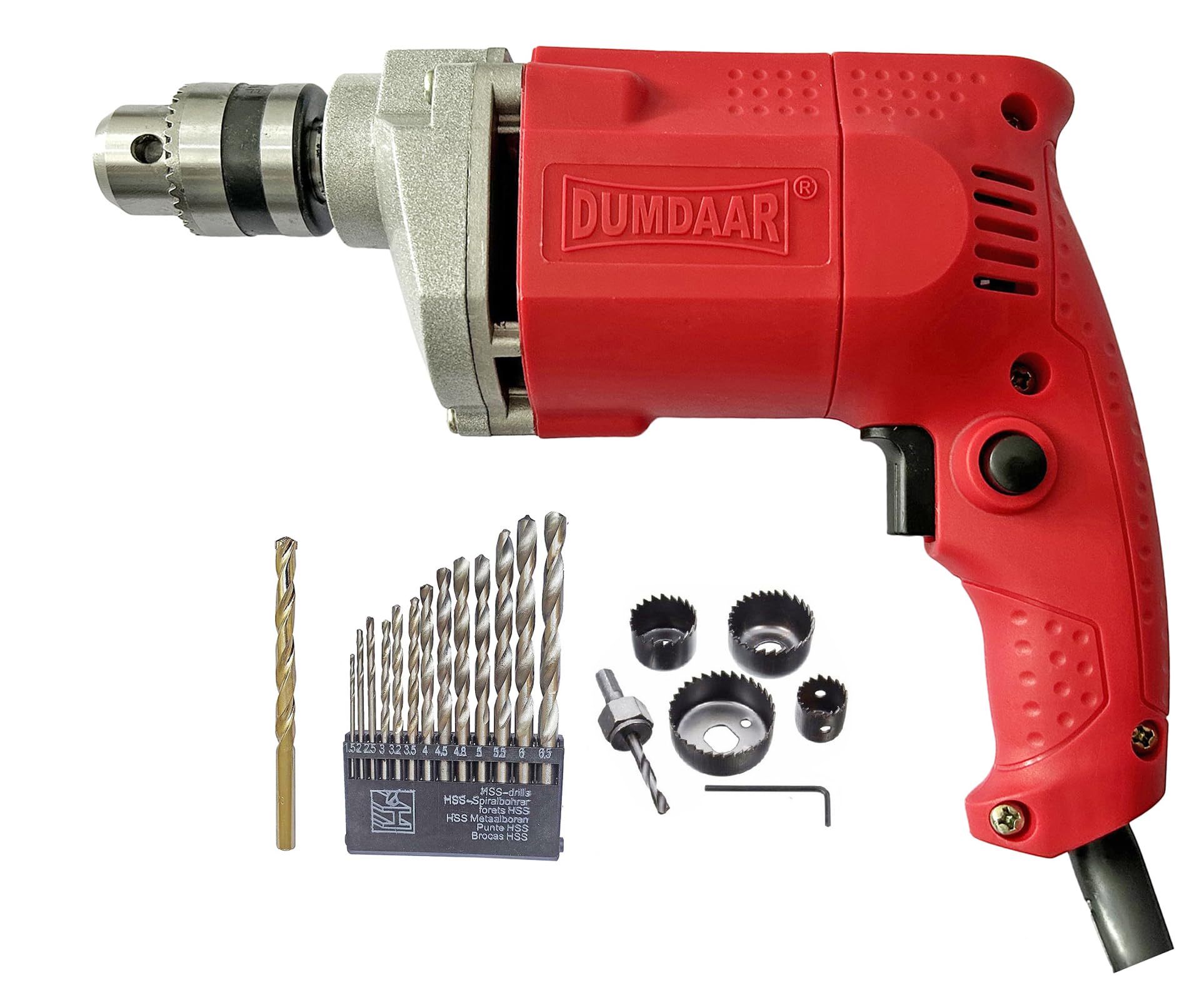 Inditrust Dumdaar 6-Month Warranty 10mm Red Electric drill machine 350w 100% Copper Winding with 6pc Holesaw 1pc Masonry and 13pc HSS bit set (B0DB5MYQ9T) Amazon Price History, Amazon Price Tracker