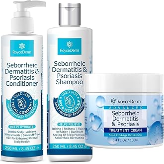 Seborrheic Dermatitis & Psoriasis Cream, Shampoo and Conditioner Set - Scalp Therapy System for Folliculitis, Psoriasis, Dandruff, Dry Scalp - Scalp Treatment to Relieve Itching, Flaking, Irritation
