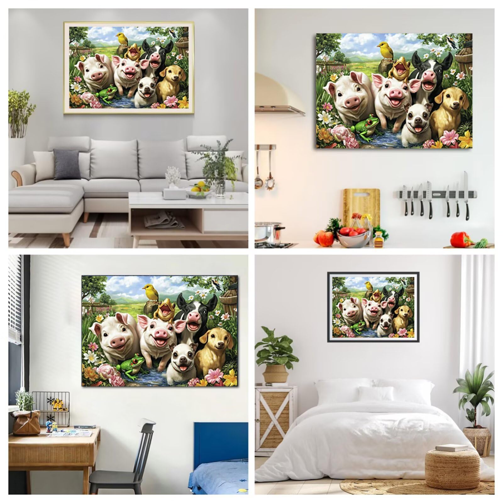 Malowanie zwierząt po numerach, dla dorosłych, świnka dla dorosłych, płótno 102 x 152 cm, bez ramy, zestawy obrazów olejnych DIY z 3 pędzlami i farbą akrylową, do dekoracji ścian pokoju domowego