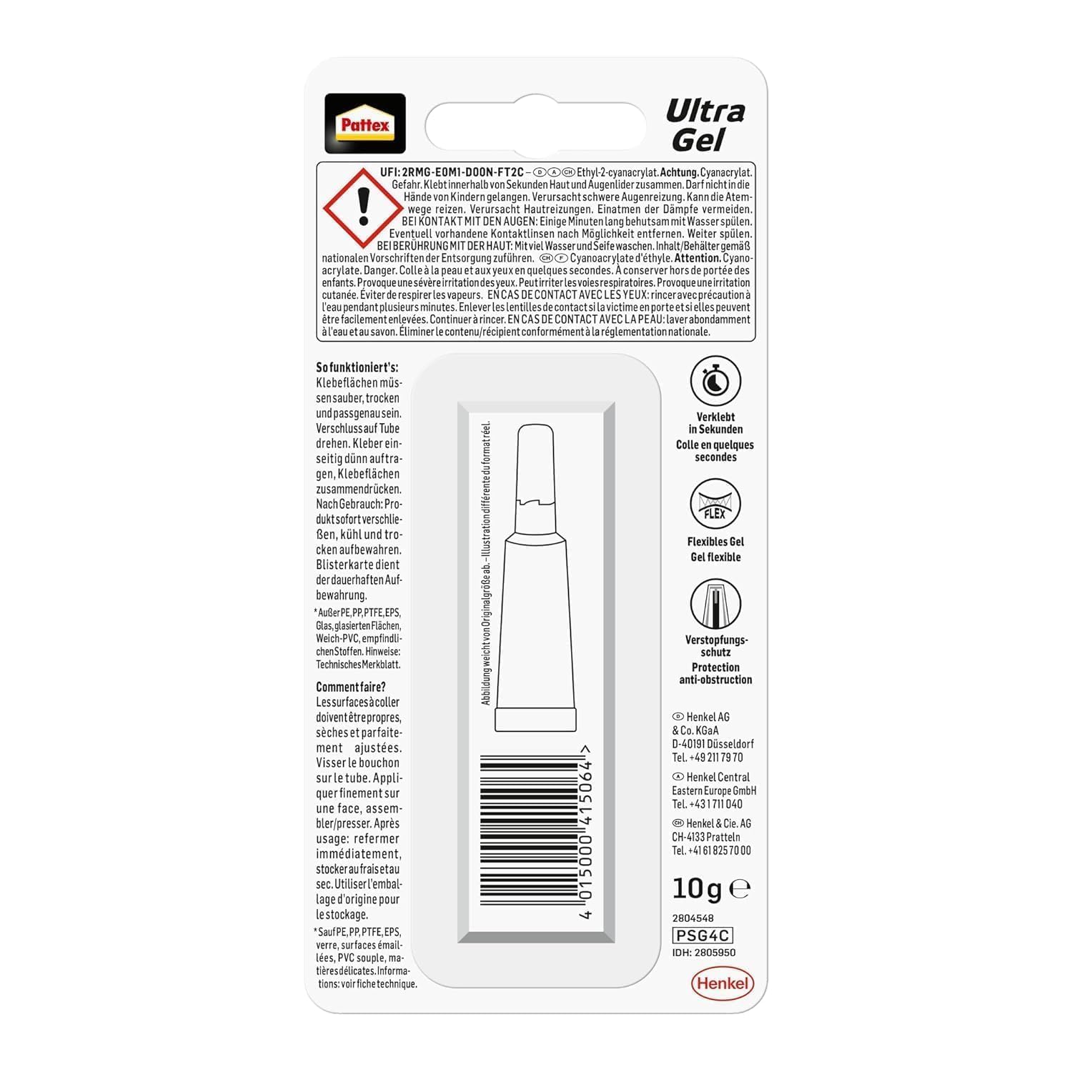 Pattex Sekundenkleber Ultra Gel, ultra stark & tropft nicht, 1x10g – Ansicht 3