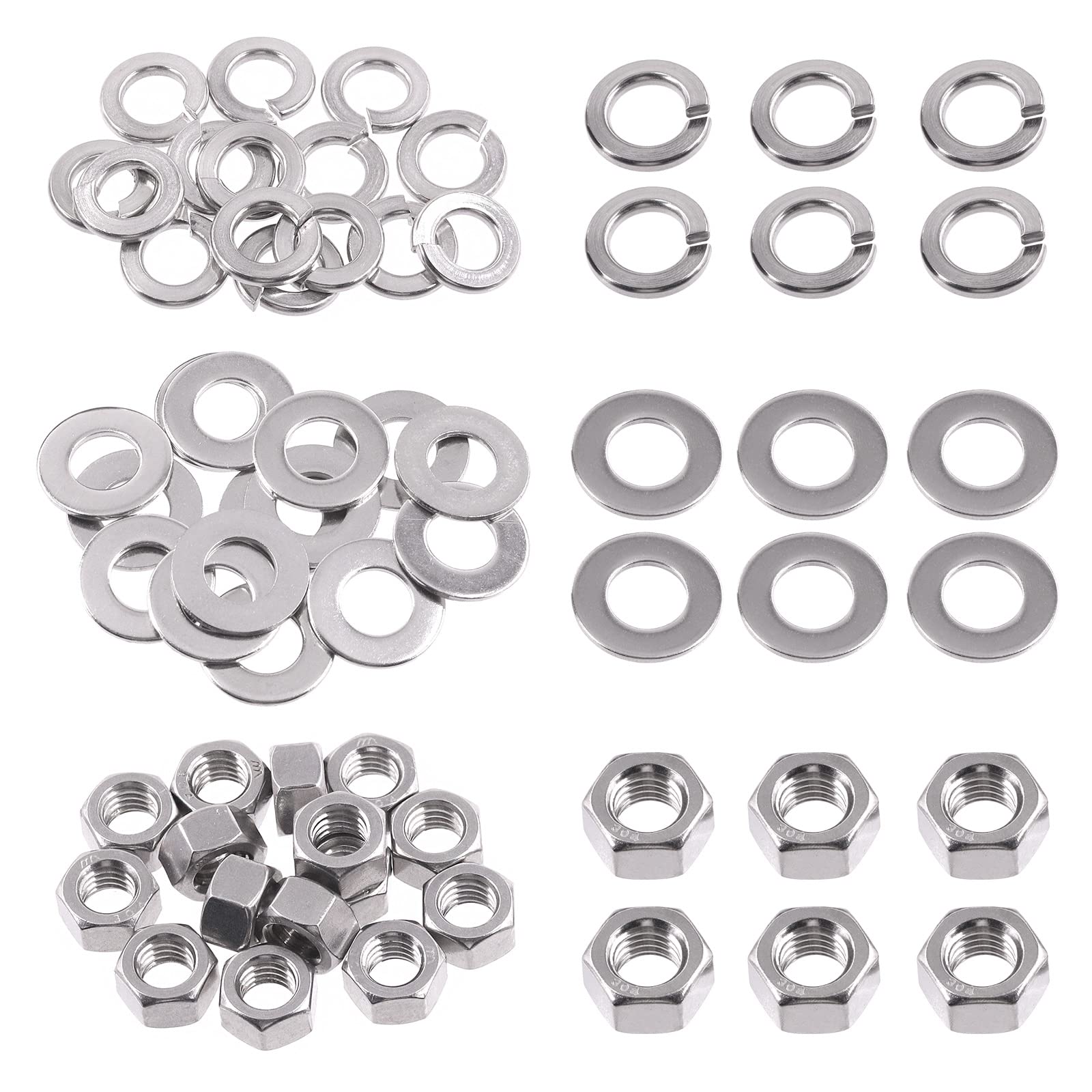 Swpeet 45Pcs SAE 304 Stainless Steel 3/8-16