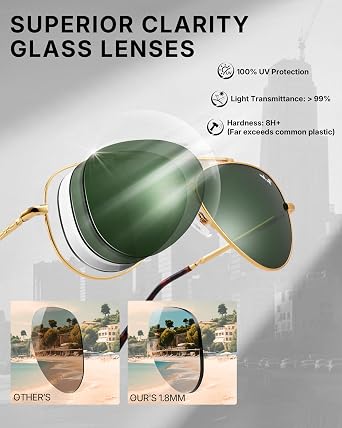 Pro Acme Real Glass Lens Aviator Sunglasses Vintage Pattern Temples UV400