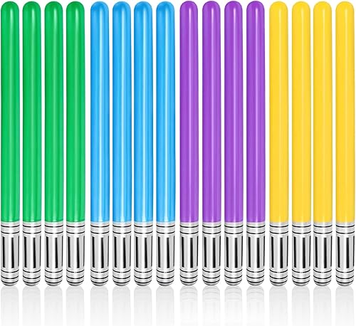 16 piezas de sable de luz inflable, sable de luz de LIYDE inflable, bolsas de fiesta, rellenos de calcetines, espadas inflables para fiestas